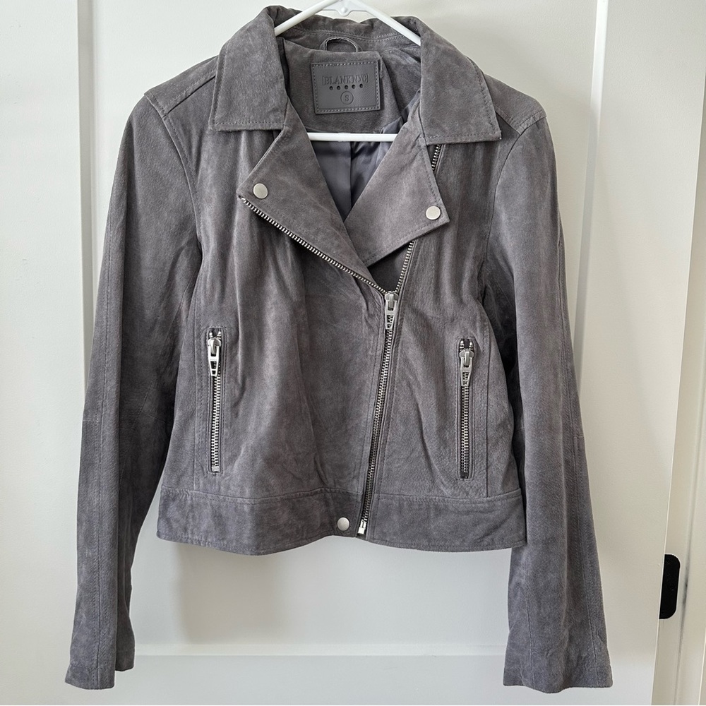 Blank NYC Genuine Leather Suede Moto
Jacket - Gray